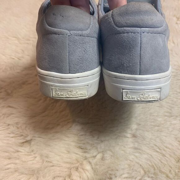 Anthropologie Sam Edelman Leya Fur Sneaker Dusty Blue Suede size 8 - Picture 8 of 9